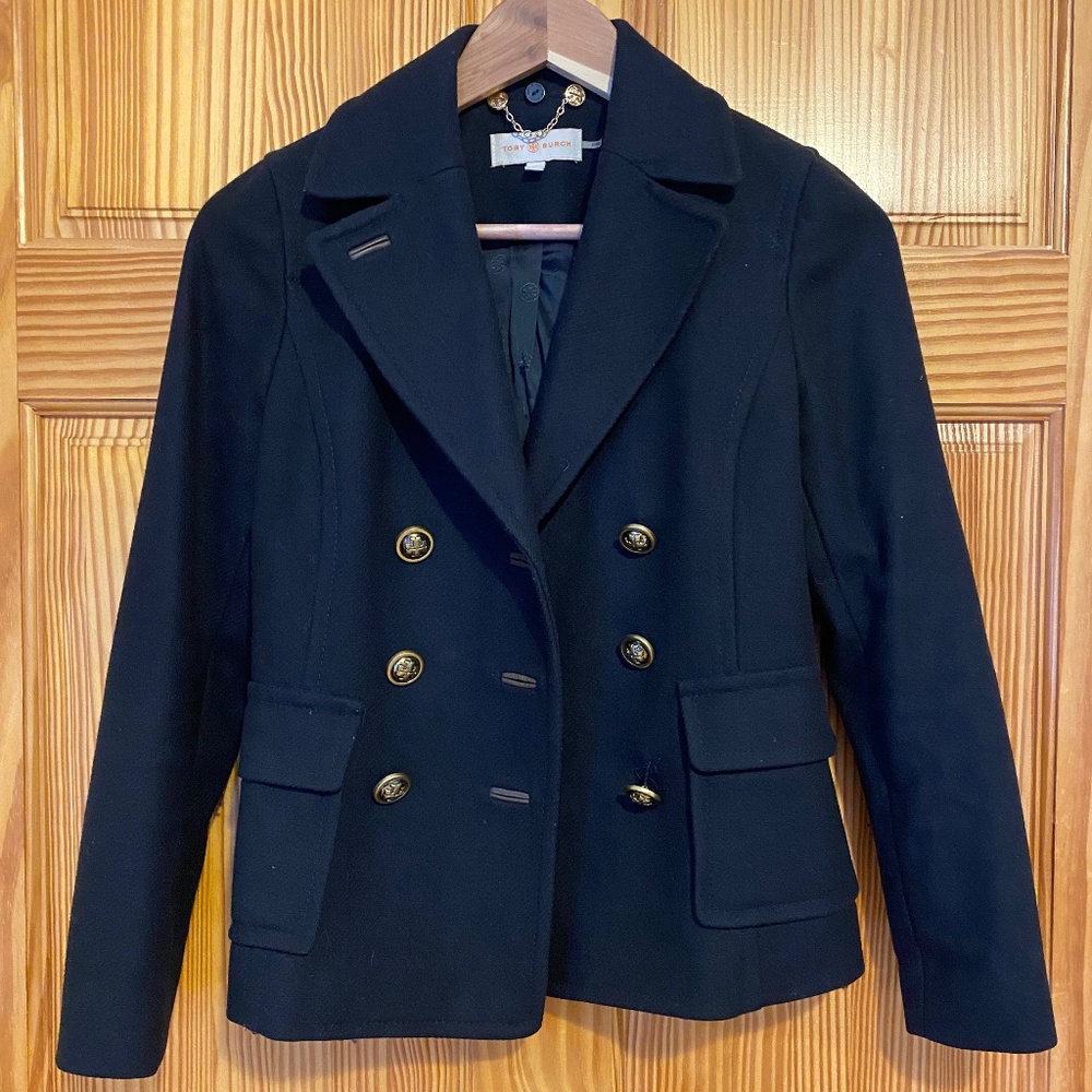 Tory Burch Alexandra Coat, Navy, 0